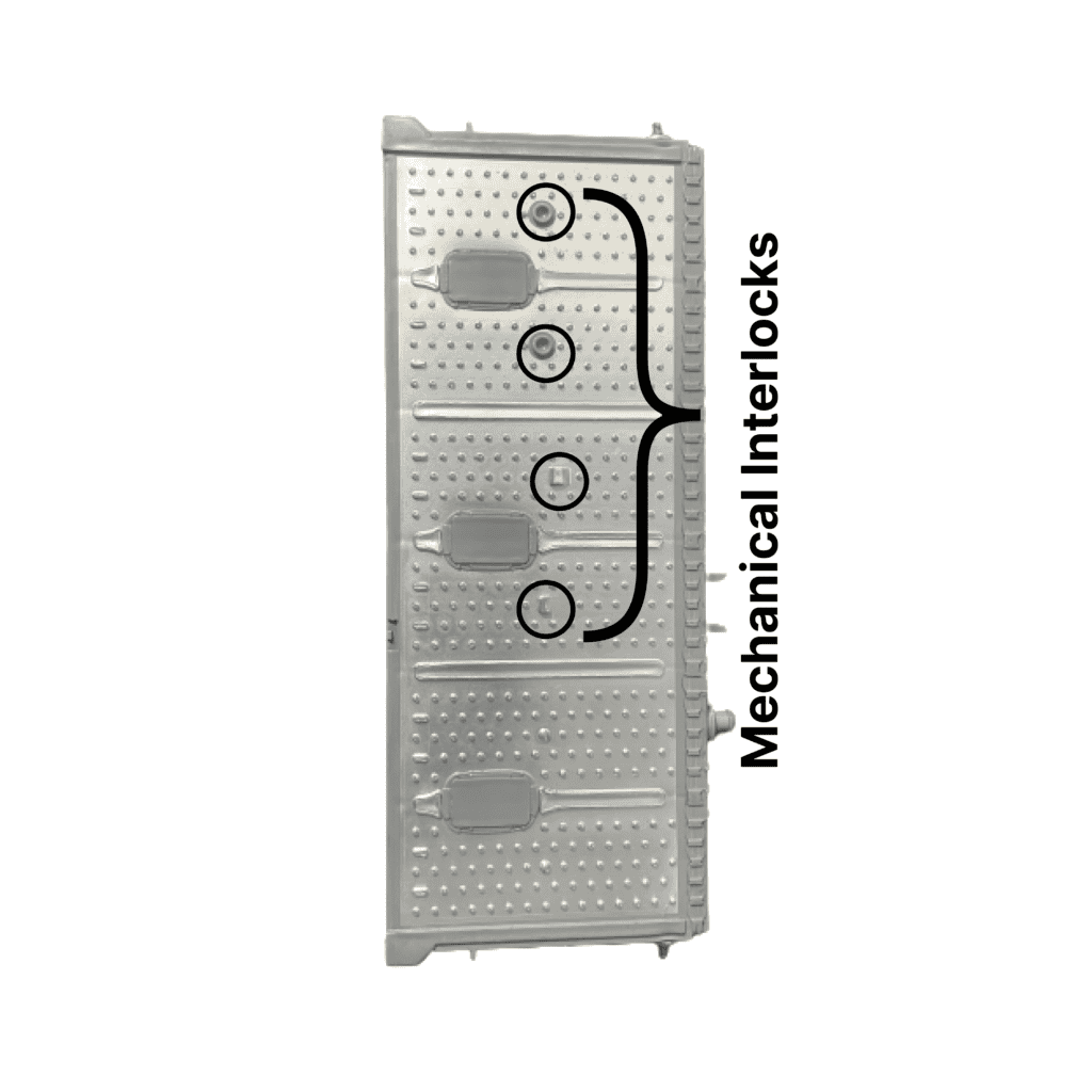 Hybrid battery module mechanical interlocks