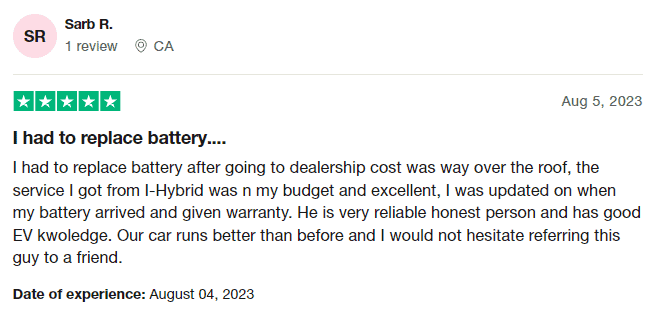 Verified Trustpilot Customer Review | iHybrid